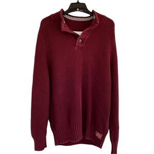 American Eagle Maroon Chunky Knit Popover Sweater XL